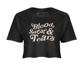 4s A Ma Maniere x Fossil Stone shirts to match jordans Blood Sweat Tears sneaker match tees Air Jordan 4 A Ma Maniere x Fossil Stone match shoes to clothes SNRT Sneaker Tees unisex cotton Black 2 crop tee