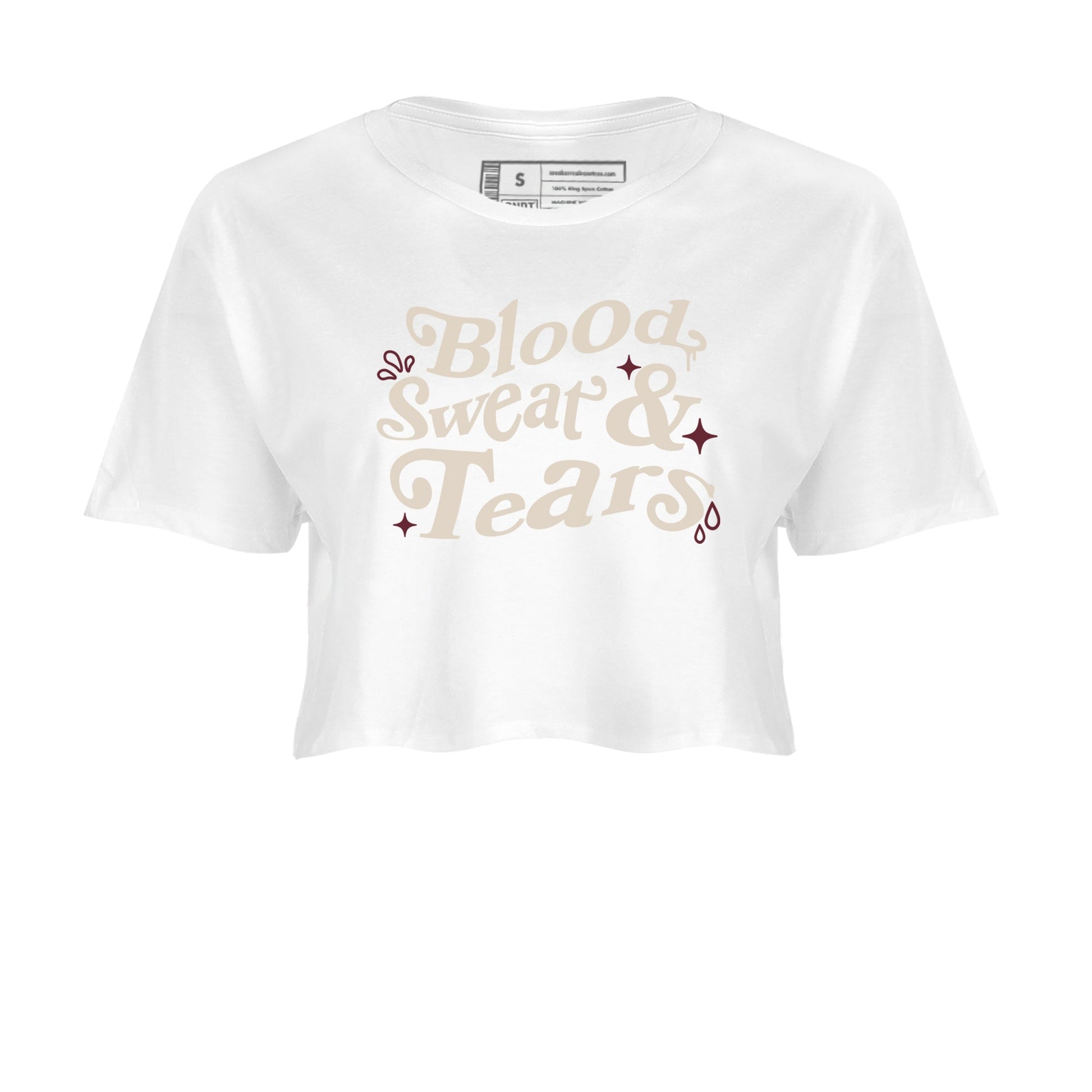 4s A Ma Maniere x Fossil Stone shirts to match jordans Blood Sweat Tears sneaker match tees Air Jordan 4 A Ma Maniere x Fossil Stone match shoes to clothes SNRT Sneaker Tees unisex cotton White 2 crop tee