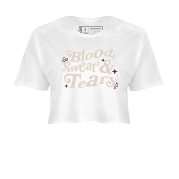4s A Ma Maniere x Fossil Stone shirts to match jordans Blood Sweat Tears sneaker match tees Air Jordan 4 A Ma Maniere x Fossil Stone match shoes to clothes SNRT Sneaker Tees unisex cotton White 2 crop tee