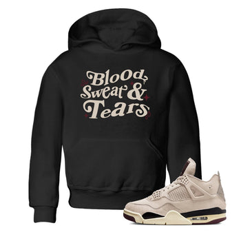 4s A Ma Maniere x Fossil Stone shirts to match jordans Blood Sweat Tears sneaker match tees Air Jordan 4 A Ma Maniere x Fossil Stone match shoes to clothes SNRT Sneaker Tees Youth Baby Black 1 tee