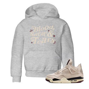 4s A Ma Maniere x Fossil Stone shirts to match jordans Blood Sweat Tears sneaker match tees Air Jordan 4 A Ma Maniere x Fossil Stone match shoes to clothes SNRT Sneaker Tees Youth Baby Heather Grey 1 tee