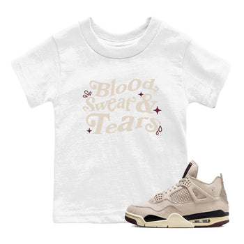 4s A Ma Maniere x Fossil Stone shirts to match jordans Blood Sweat Tears sneaker match tees Air Jordan 4 A Ma Maniere x Fossil Stone match shoes to clothes SNRT Sneaker Tees Youth Baby White 1 tee