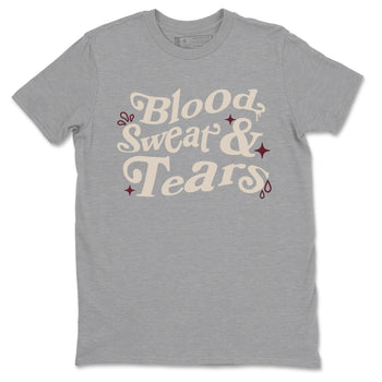 4s A Ma Maniere x Fossil Stone shirts to match jordans Blood Sweat Tears sneaker match tees Air Jordan 4 A Ma Maniere x Fossil Stone match shoes to clothes SNRT Sneaker Tees unisex cotton Heather Grey 2 shirts