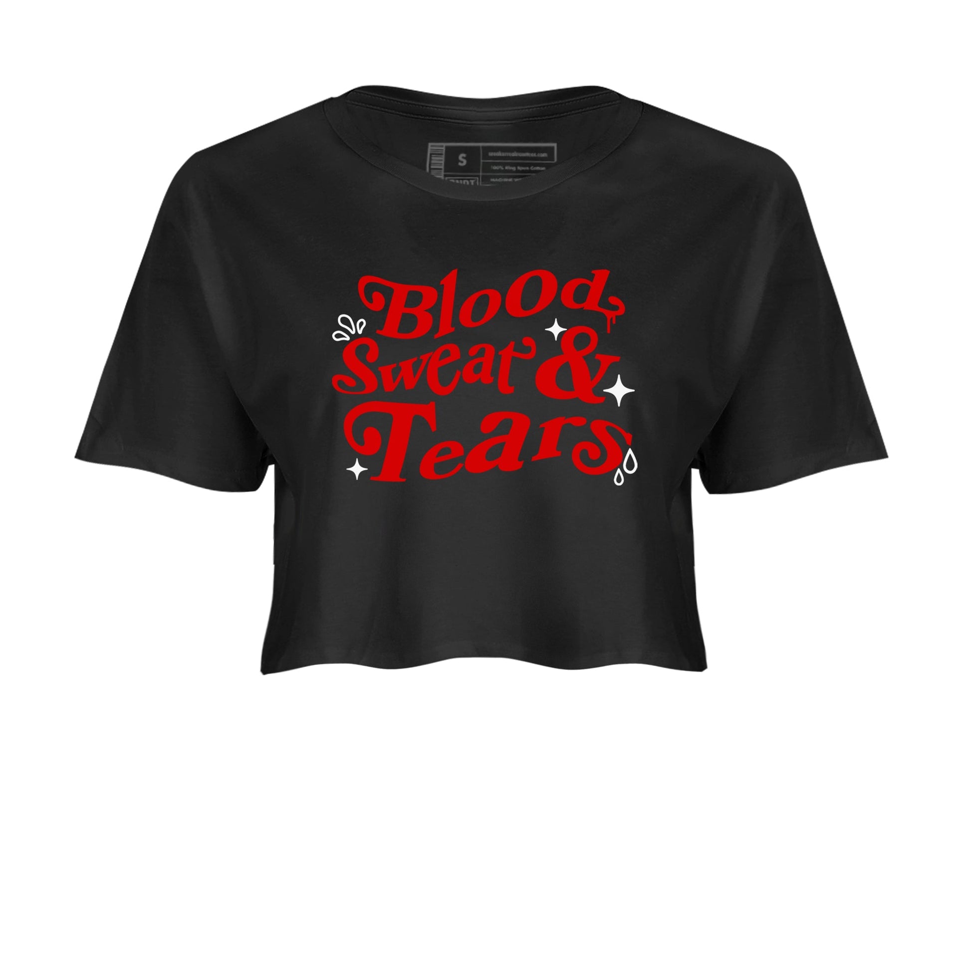 6s Fire Red shirts to match jordans Blood Sweat Tears best t shirts to wear with jordans Air Jordan 6 Fire Red match shoes to clothes SNRT Sneaker Tees unisex cotton Black 2 crop tee