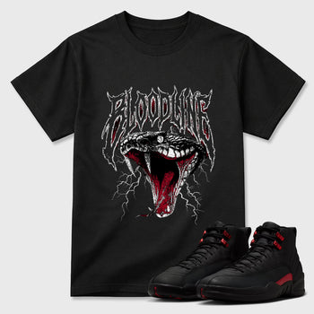 Sneakerfit Streetwear outfit, Sneaker Tees To Match Air Jordan 12 Bloodline – Bloodline Graphic Tee Black 1