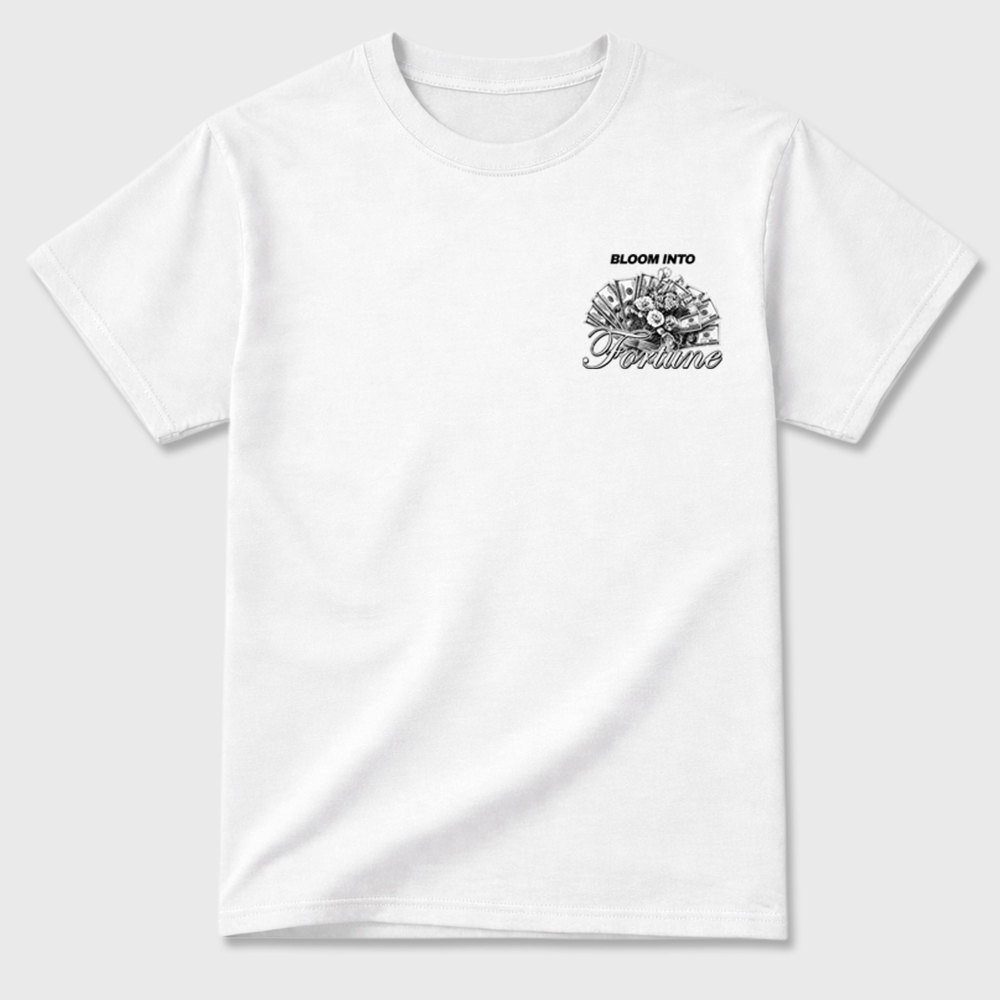 Bloom Into Fortune Graphic T-Shirt featuring original streetwear artwork designed to match the . White Graphic T-Shirt.