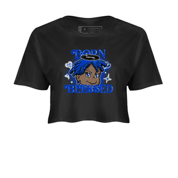Air Foamposite One Royal shirts to match jordans Born Blessed sneaker match tees Foams One Royal match shoes to clothes SNRT Sneaker Tees unisex cotton Black 2 crop tee