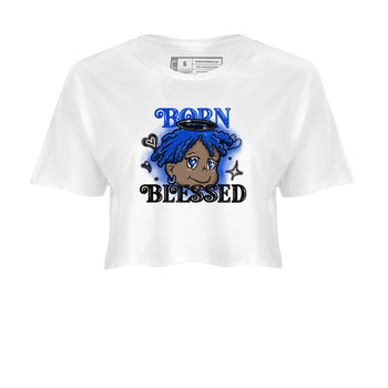 Air Foamposite One Royal shirts to match jordans Born Blessed sneaker match tees Foams One Royal match shoes to clothes SNRT Sneaker Tees unisex cotton White 2 crop tee
