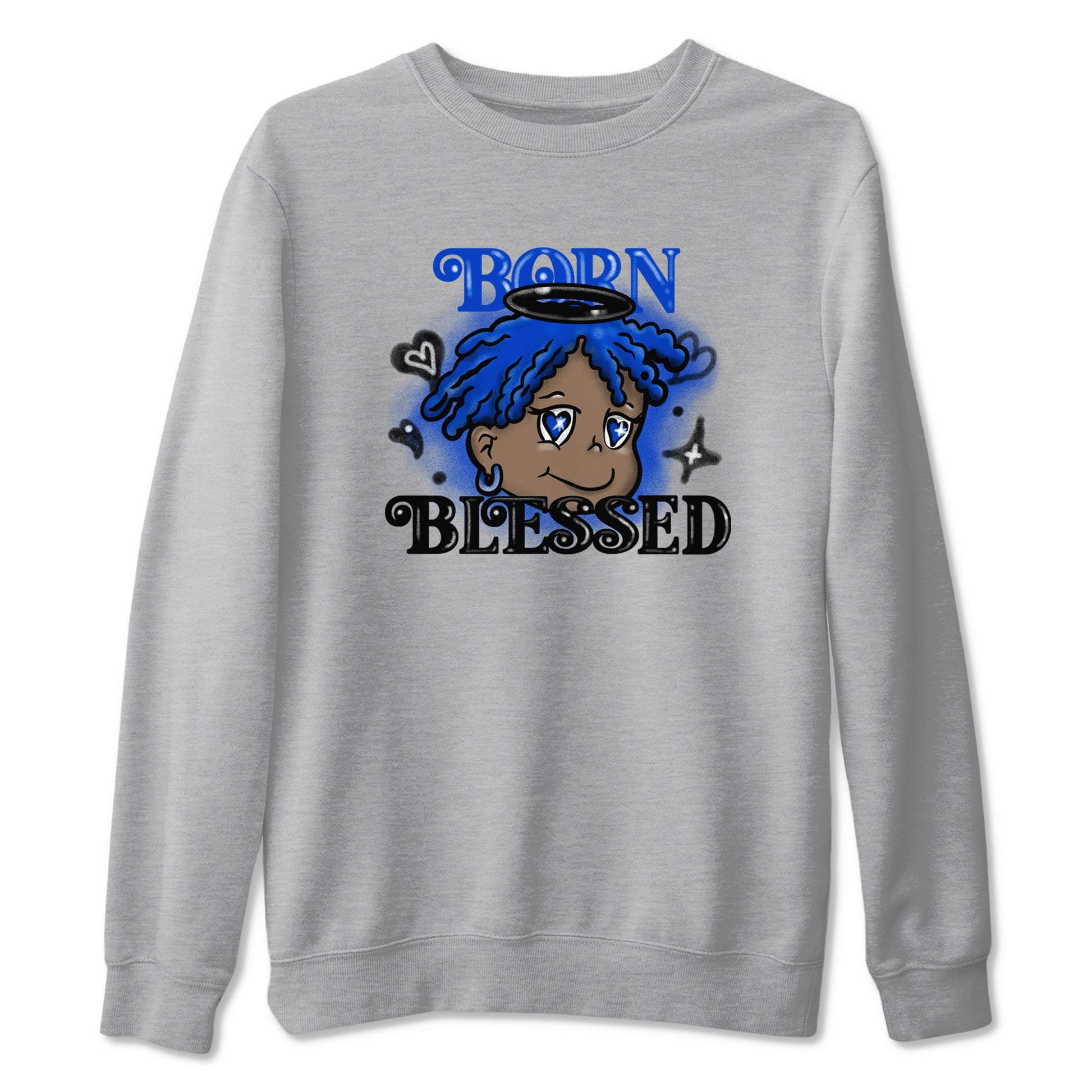 Air Foamposite One Royal shirts to match jordans Born Blessed sneaker match tees Foams One Royal match shoes to clothes SNRT Sneaker Tees unisex cotton Heather Grey 2 shirts