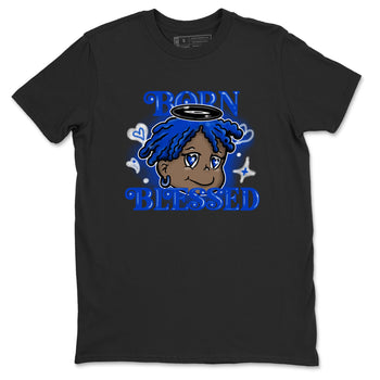 Air Foamposite One Royal shirts to match jordans Born Blessed sneaker match tees Foams One Royal match shoes to clothes SNRT Sneaker Tees unisex cotton Black 2 shirts