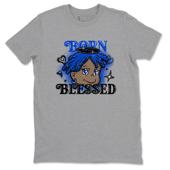 Air Foamposite One Royal shirts to match jordans Born Blessed sneaker match tees Foams One Royal match shoes to clothes SNRT Sneaker Tees unisex cotton Heather Grey 2 shirts