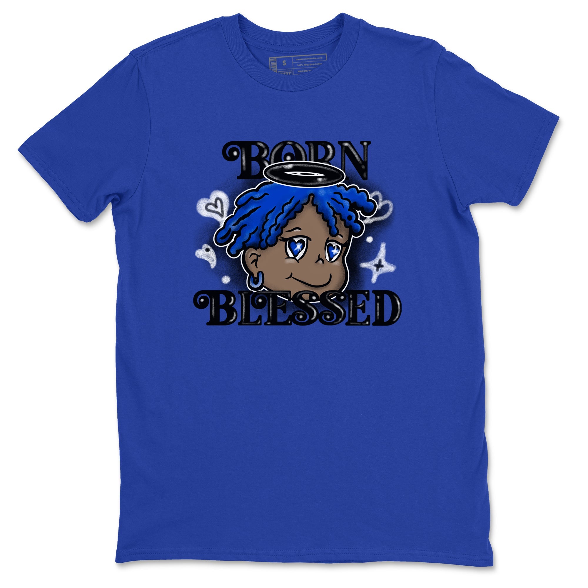 Air Foamposite One Royal shirts to match jordans Born Blessed sneaker match tees Foams One Royal match shoes to clothes SNRT Sneaker Tees unisex cotton Royal Blue 2 shirts