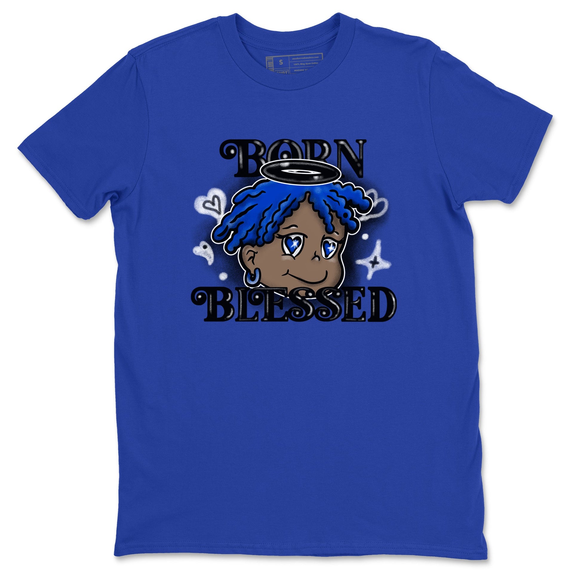 Air Foamposite One Royal shirts to match jordans Born Blessed sneaker match tees Foams One Royal match shoes to clothes SNRT Sneaker Tees unisex cotton Royal Blue 2 shirts