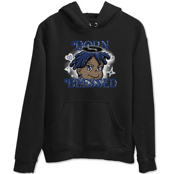 1s Midnight Navy shirts to match jordans Born Blessed sneaker match tees Air Jordan 1 Midnight Navy match shoes to clothes SNRT Sneaker Tees unisex cotton Black 2 shirts