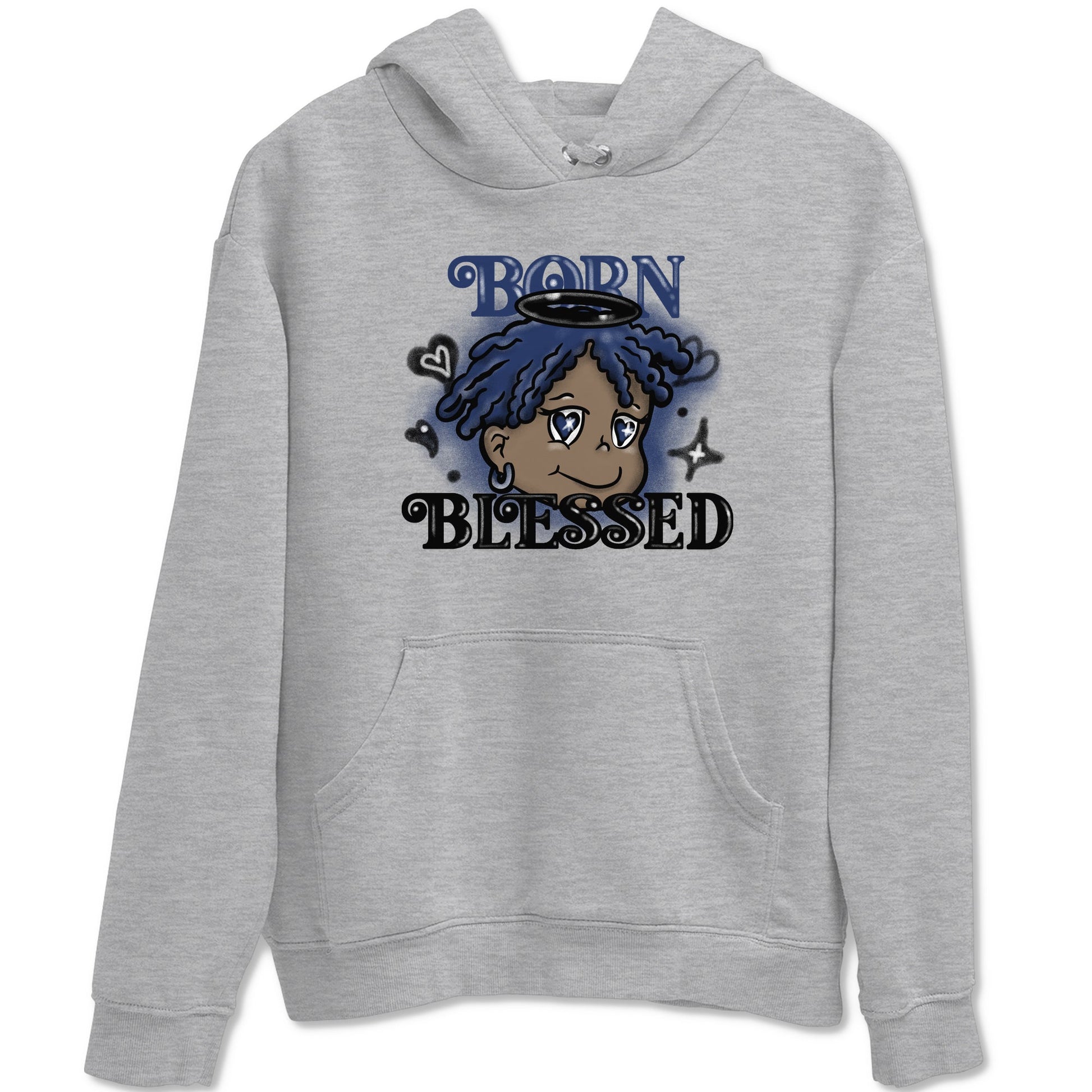 1s Midnight Navy shirts to match jordans Born Blessed sneaker match tees Air Jordan 1 Midnight Navy match shoes to clothes SNRT Sneaker Tees unisex cotton Heather Grey 2 shirts