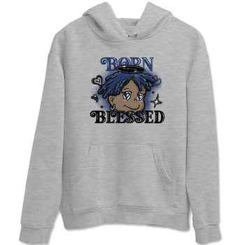 1s Midnight Navy shirts to match jordans Born Blessed sneaker match tees Air Jordan 1 Midnight Navy match shoes to clothes SNRT Sneaker Tees unisex cotton Heather Grey 2 shirts