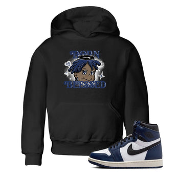 1s Midnight Navy shirts to match jordans Born Blessed sneaker match tees Air Jordan 1 Midnight Navy match shoes to clothes SNRT Sneaker Tees Youth Baby Black 1 tee