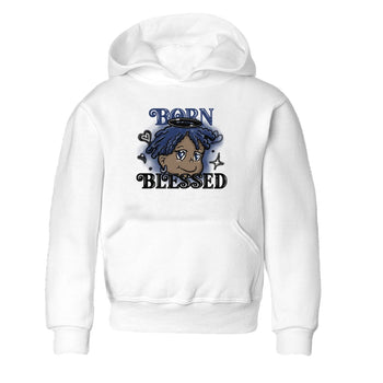 1s Midnight Navy shirts to match jordans Born Blessed sneaker match tees Air Jordan 1 Midnight Navy match shoes to clothes SNRT Sneaker Tees Youth Baby White 2 tee