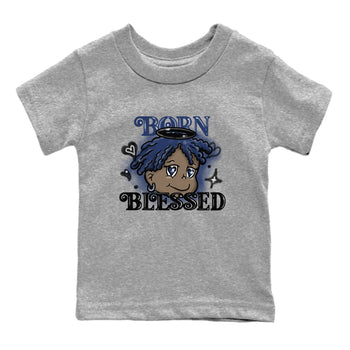 1s Midnight Navy shirts to match jordans Born Blessed sneaker match tees Air Jordan 1 Midnight Navy match shoes to clothes SNRT Sneaker Tees Youth Baby Heather Grey 2 tee