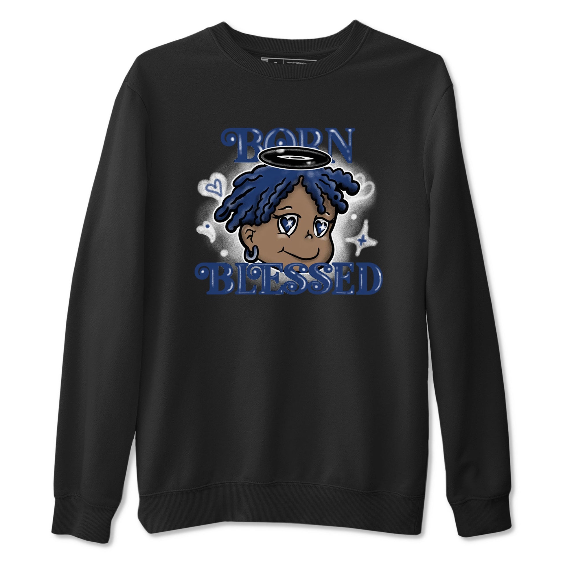 1s Midnight Navy shirts to match jordans Born Blessed sneaker match tees Air Jordan 1 Midnight Navy match shoes to clothes SNRT Sneaker Tees unisex cotton Black 2 shirts