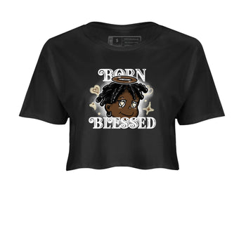 1s Mocha shirts to match jordans Born Blessed sneaker match tees Air Jordan 1 Mocha match shoes to clothes SNRT Sneaker Tees unisex cotton Black 2 crop tee