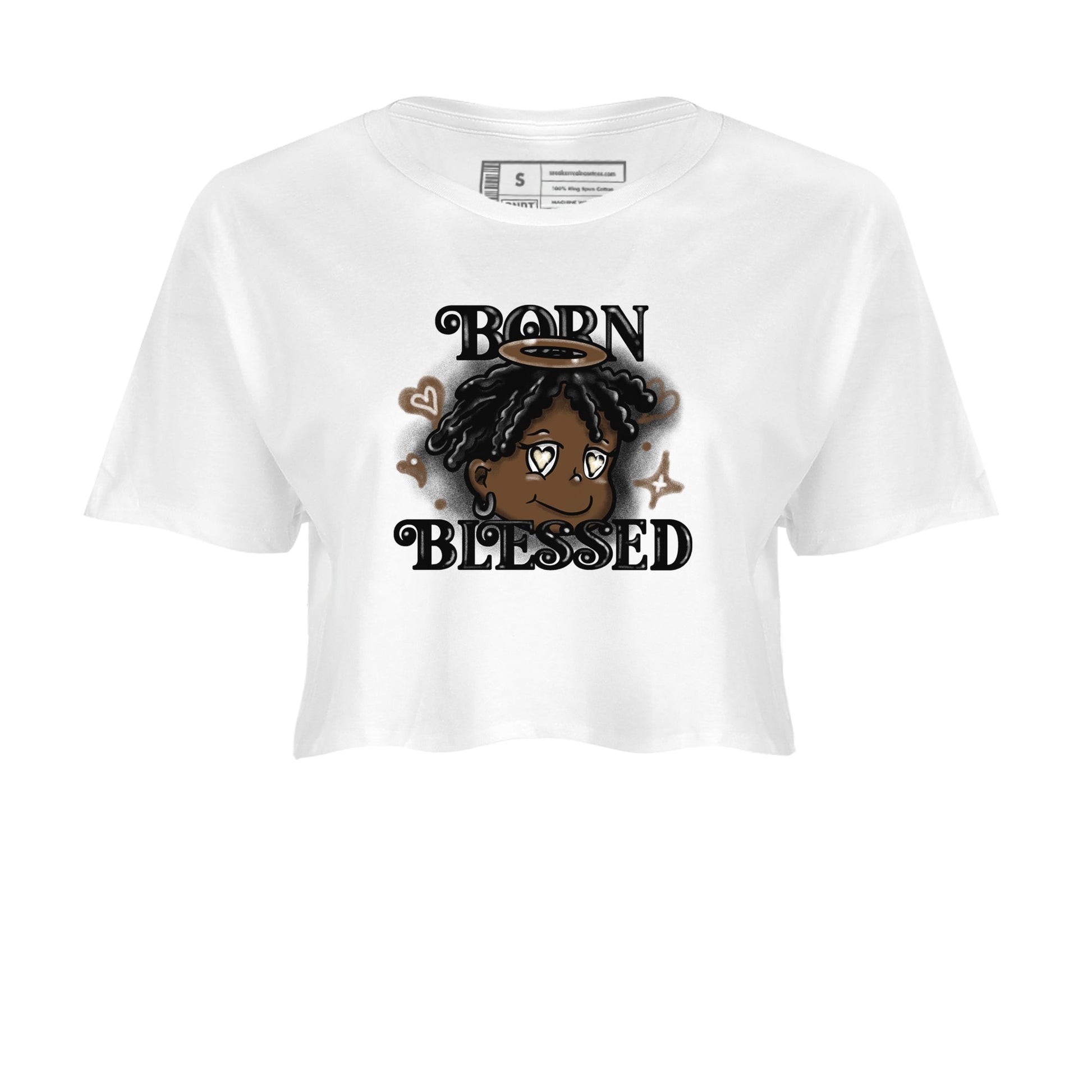 1s Mocha shirts to match jordans Born Blessed sneaker match tees Air Jordan 1 Mocha match shoes to clothes SNRT Sneaker Tees unisex cotton White 2 crop tee