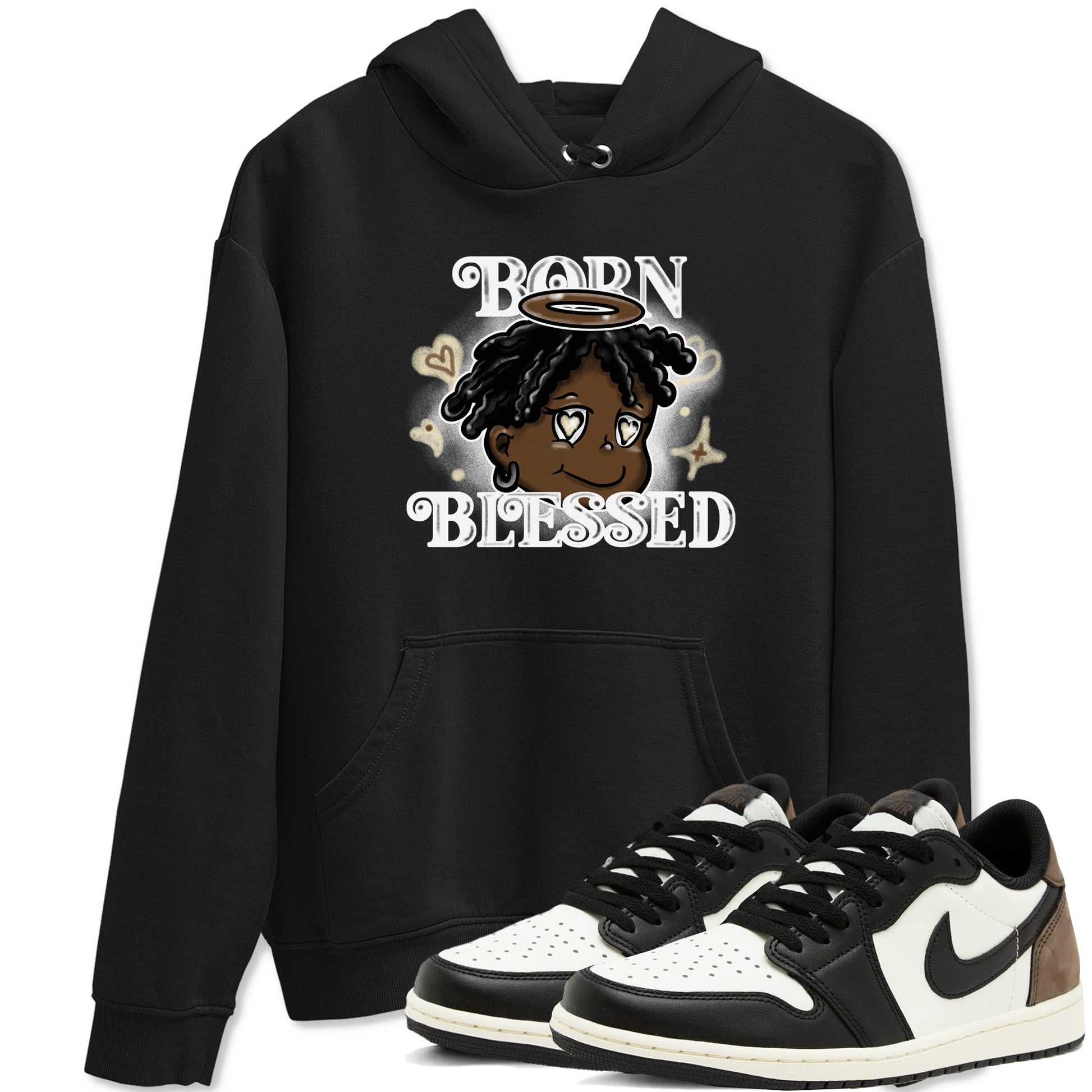 1s Mocha shirts to match jordans Born Blessed sneaker match tees Air Jordan 1 Mocha match shoes to clothes SNRT Sneaker Tees unisex cotton Black 1 shirts