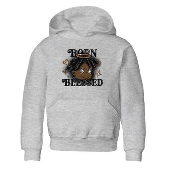 1s Mocha shirts to match jordans Born Blessed sneaker match tees Air Jordan 1 Mocha match shoes to clothes SNRT Sneaker Tees Youth Baby Heather Grey 2 tee