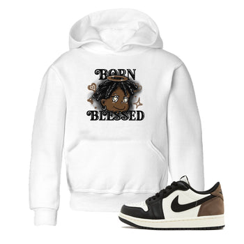 1s Mocha shirts to match jordans Born Blessed sneaker match tees Air Jordan 1 Mocha match shoes to clothes SNRT Sneaker Tees Youth Baby White 1 tee