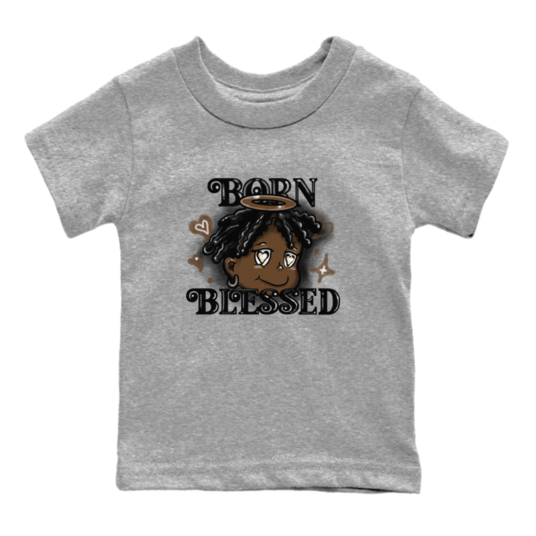 1s Mocha shirts to match jordans Born Blessed sneaker match tees Air Jordan 1 Mocha match shoes to clothes SNRT Sneaker Tees Youth Baby Heather Grey 2 tee