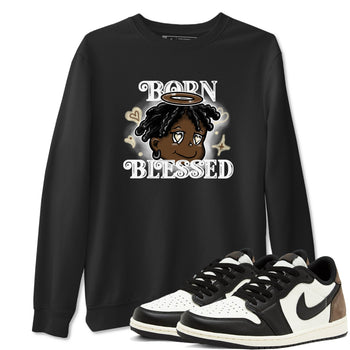 1s Mocha shirts to match jordans Born Blessed sneaker match tees Air Jordan 1 Mocha match shoes to clothes SNRT Sneaker Tees unisex cotton Black 1 shirts