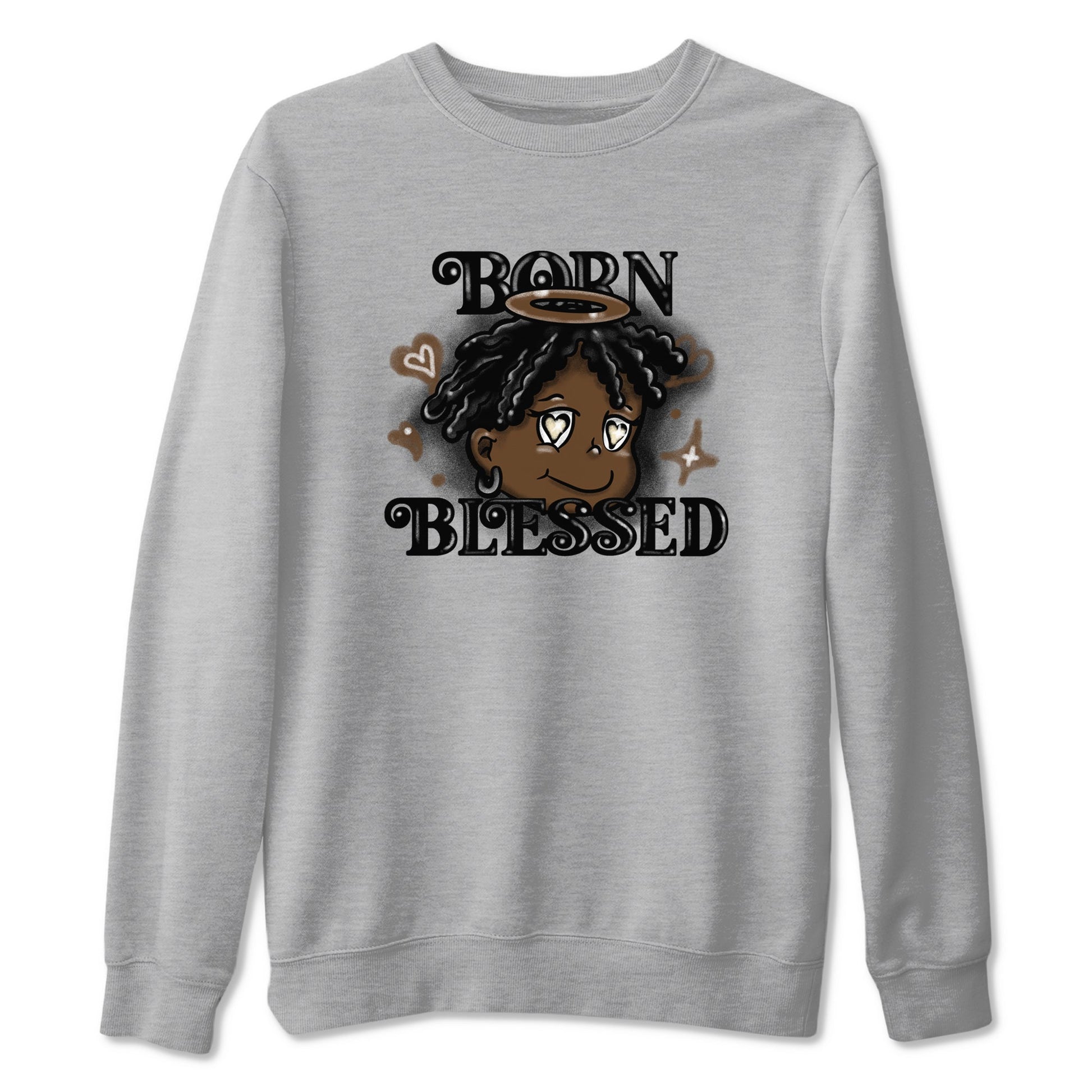 1s Mocha shirts to match jordans Born Blessed sneaker match tees Air Jordan 1 Mocha match shoes to clothes SNRT Sneaker Tees unisex cotton Heather Grey 2 shirts