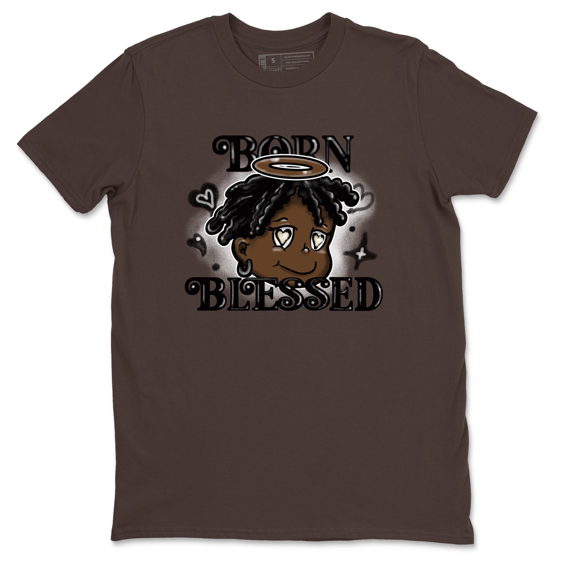 1s Mocha shirts to match jordans Born Blessed sneaker match tees Air Jordan 1 Mocha match shoes to clothes SNRT Sneaker Tees unisex cotton Dark Chocolate 2 shirts