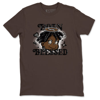 1s Mocha shirts to match jordans Born Blessed sneaker match tees Air Jordan 1 Mocha match shoes to clothes SNRT Sneaker Tees unisex cotton Dark Chocolate 2 shirts