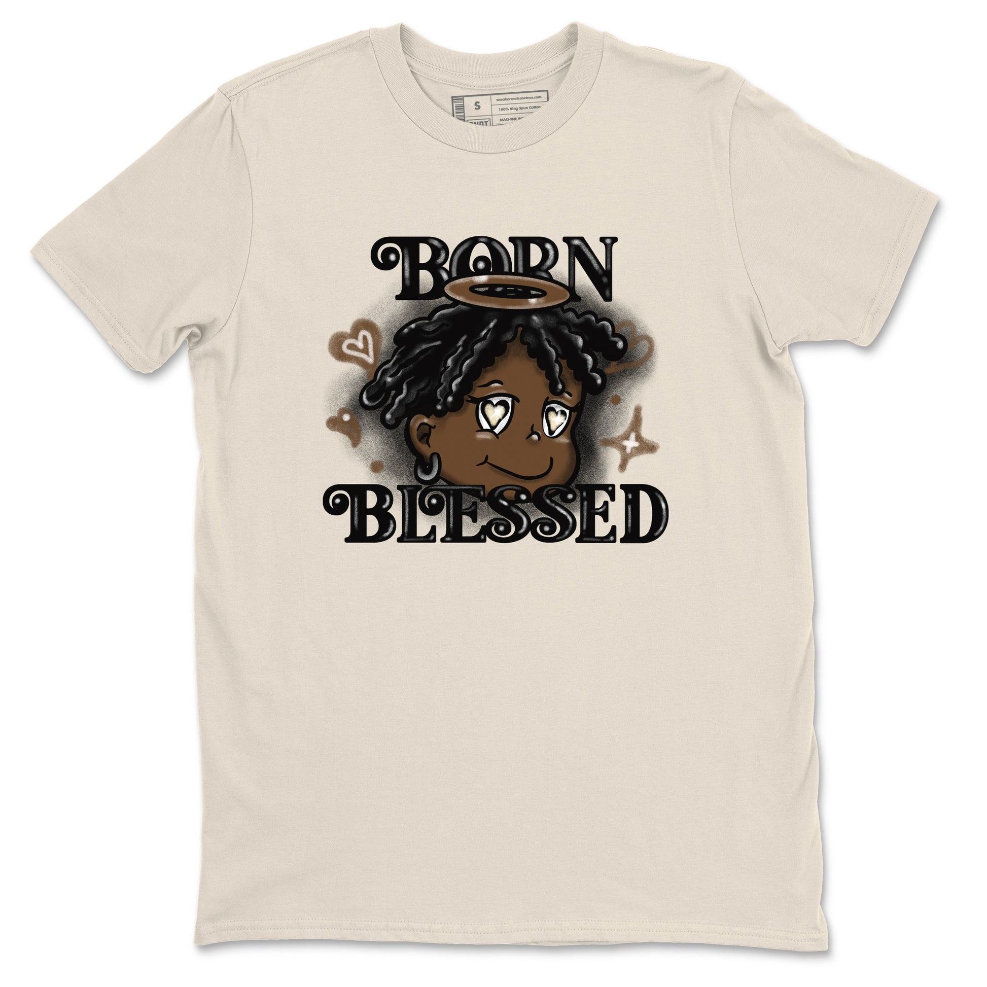 1s Mocha shirts to match jordans Born Blessed sneaker match tees Air Jordan 1 Mocha match shoes to clothes SNRT Sneaker Tees unisex cotton Natural 2 shirts