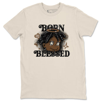 1s Mocha shirts to match jordans Born Blessed sneaker match tees Air Jordan 1 Mocha match shoes to clothes SNRT Sneaker Tees unisex cotton Natural 2 shirts