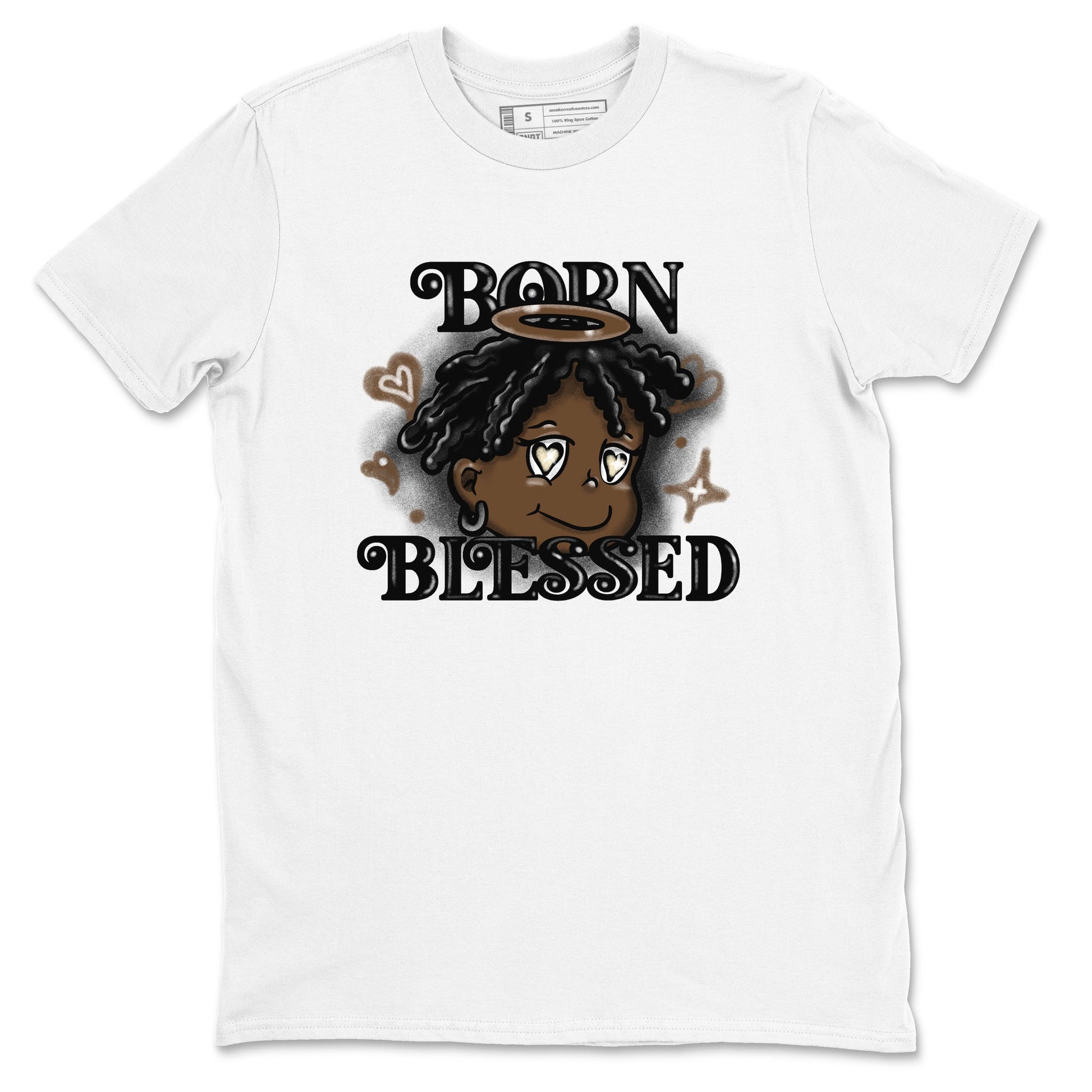 1s Mocha shirts to match jordans Born Blessed sneaker match tees Air Jordan 1 Mocha match shoes to clothes SNRT Sneaker Tees unisex cotton White 2 shirts
