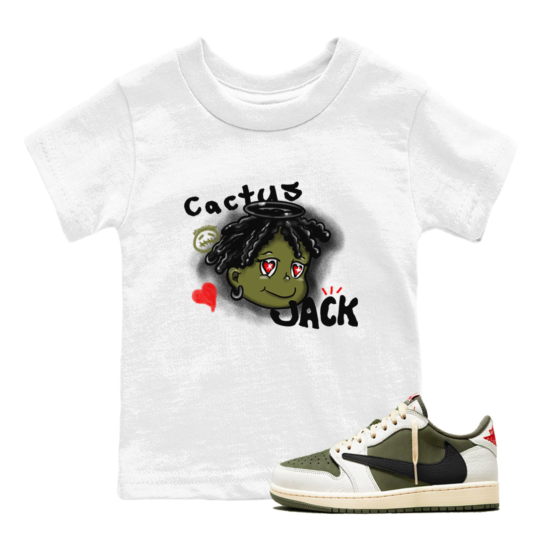 Jordan 1 Olive t shirts to match sneakers Born Blessed sneaker match tees Air Jordan 1 Low x Travis Scott Reverse Olive tee SNRT Sneaker Tees Youth Baby White 1 tee