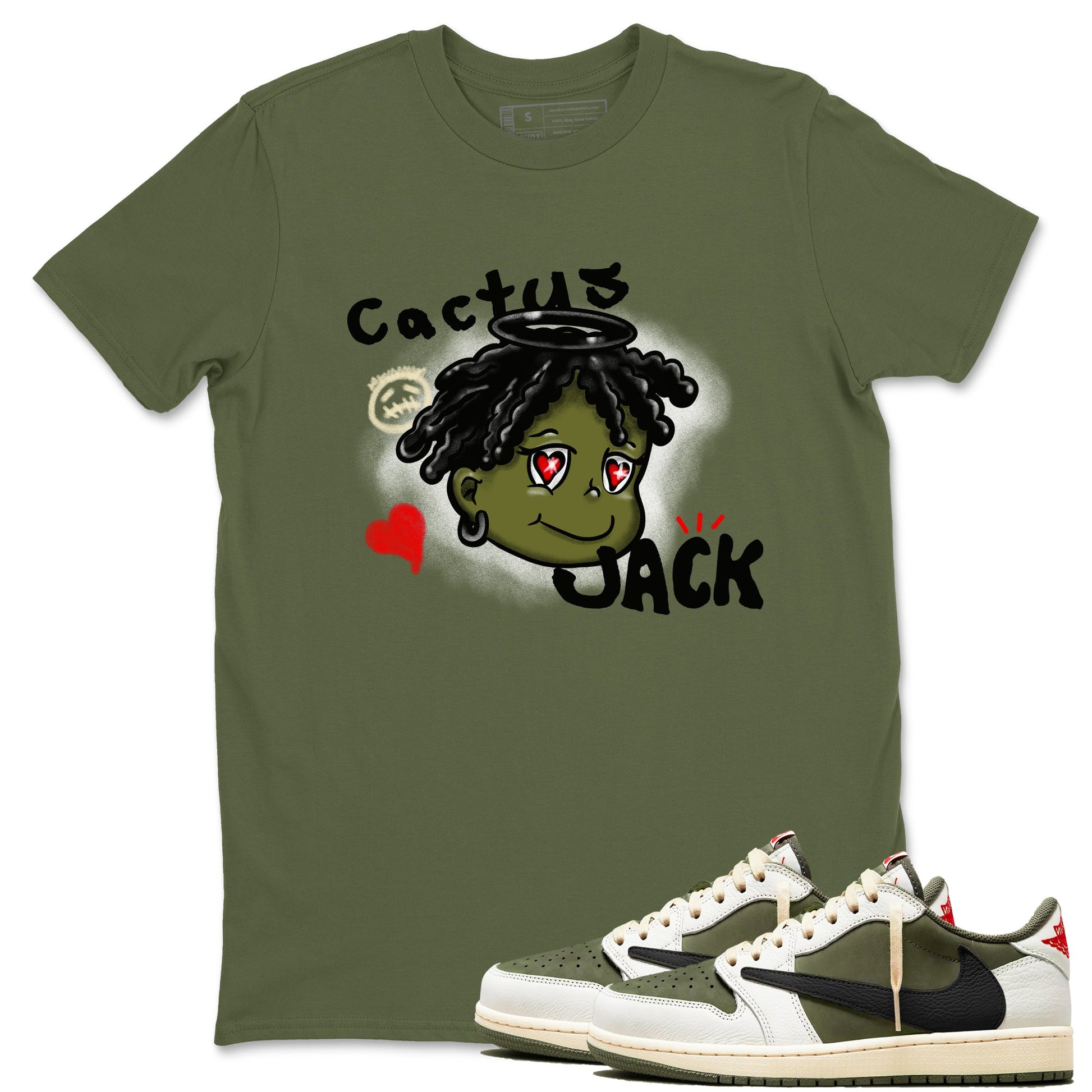 Jordan 1 Olive t shirts to match sneakers Born Blessed sneaker match tees Air Jordan 1 Low x Travis Scott Reverse Olive tee SNRT Sneaker Tees unisex cotton Military Green 1 shirts