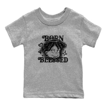 12s Black Wolf Grey shirts to match jordans Born Blessed sneaker match tees Air Jordan 12 Black Wolf Grey match shoes to clothes SNRT Sneaker Tees Youth Baby Heather Grey 2 tee