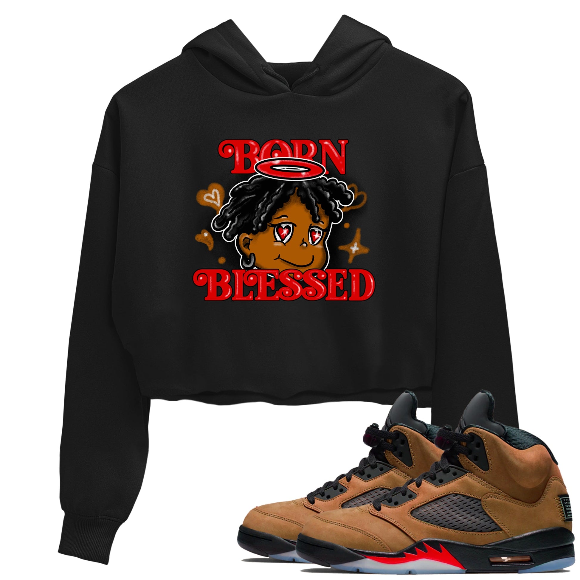 5s Archaeo Brown shirts to match jordans Born Blessed sneaker match tees Air Jordan 5 Archaeo Brown match shoes to clothes SNRT Sneaker Tees unisex cotton Black 1 crop tee