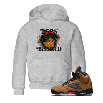 5s Archaeo Brown shirts to match jordans Born Blessed sneaker match tees Air Jordan 5 Archaeo Brown match shoes to clothes SNRT Sneaker Tees Youth Baby Heather Grey 1 tee