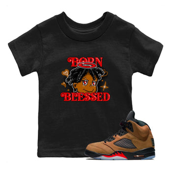 5s Archaeo Brown shirts to match jordans Born Blessed sneaker match tees Air Jordan 5 Archaeo Brown match shoes to clothes SNRT Sneaker Tees Youth Baby Black 1 tee