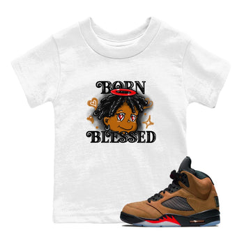 5s Archaeo Brown shirts to match jordans Born Blessed sneaker match tees Air Jordan 5 Archaeo Brown match shoes to clothes SNRT Sneaker Tees Youth Baby White 1 tee