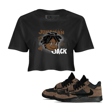 Jordan Jumpman Jack Travis Scott Dark Mocha shirts to match jordans Born Blessed sneaker match tees Jordan Jumpman Jack Travis Scott Dark Mocha match shoes to clothes SNRT Sneaker Tees unisex cotton Black 1 crop tee
