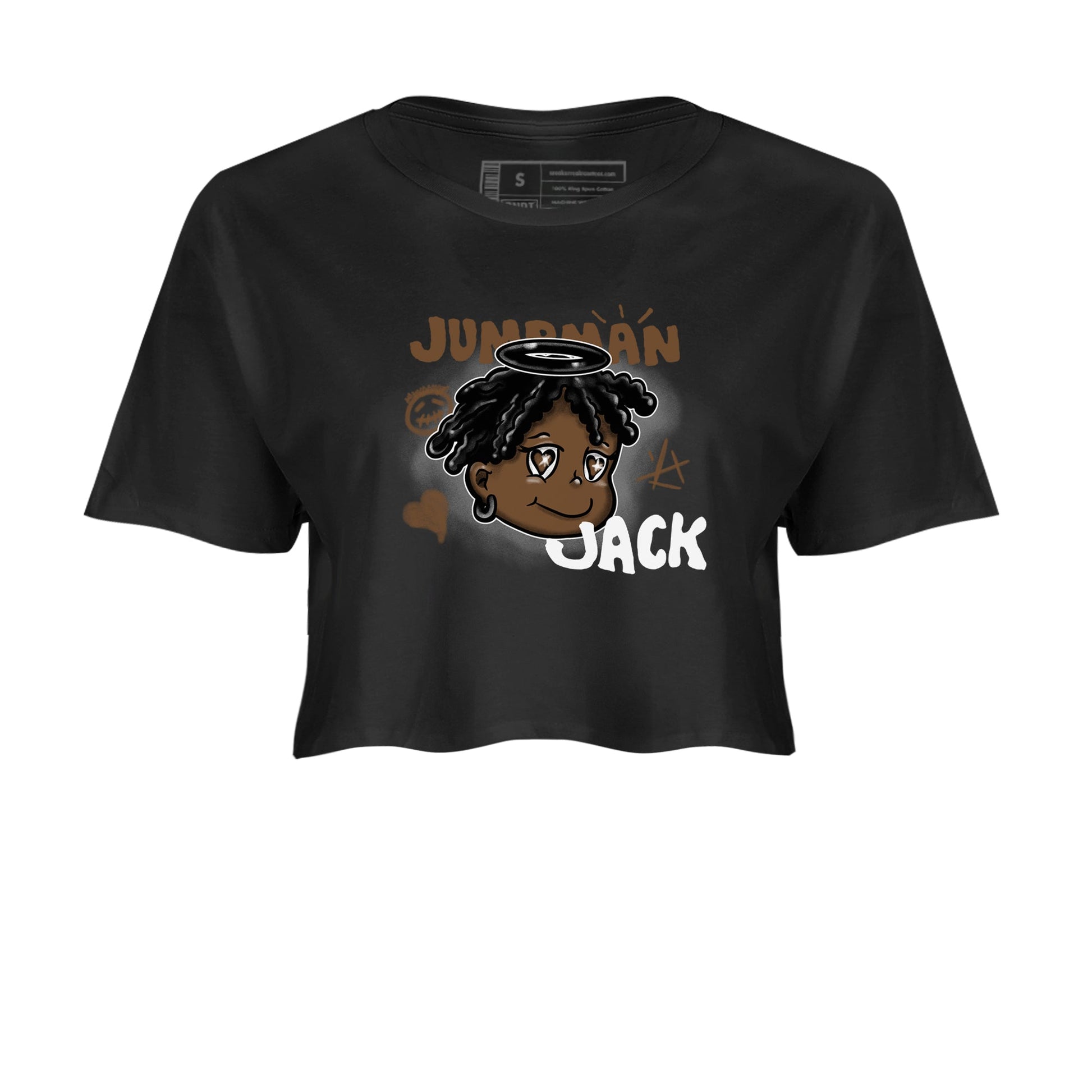 Jordan Jumpman Jack Travis Scott Dark Mocha shirts to match jordans Born Blessed sneaker match tees Jordan Jumpman Jack Travis Scott Dark Mocha match shoes to clothes SNRT Sneaker Tees unisex cotton Black 2 crop tee