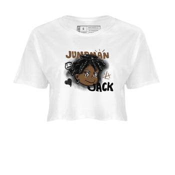 Jordan Jumpman Jack Travis Scott Dark Mocha shirts to match jordans Born Blessed sneaker match tees Jordan Jumpman Jack Travis Scott Dark Mocha match shoes to clothes SNRT Sneaker Tees unisex cotton White 2 crop tee