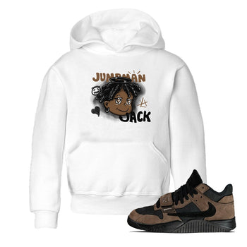 Jordan Jumpman Jack Travis Scott Dark Mocha shirts to match jordans Born Blessed sneaker match tees Jordan Jumpman Jack Travis Scott Dark Mocha match shoes to clothes SNRT Sneaker Tees Youth Baby White 1 tee
