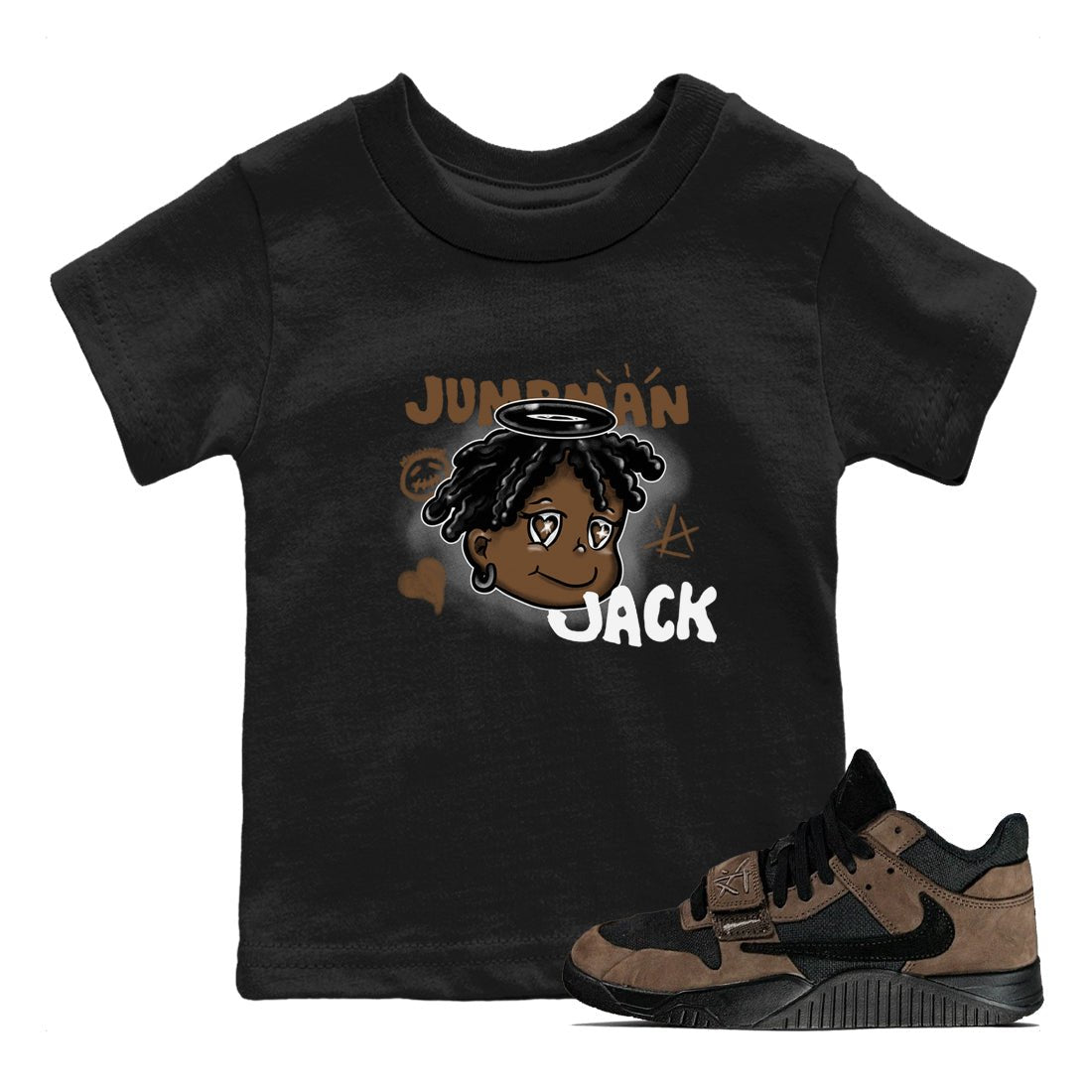 Jordan Jumpman Jack Travis Scott Dark Mocha shirts to match jordans Born Blessed sneaker match tees Jordan Jumpman Jack Travis Scott Dark Mocha match shoes to clothes SNRT Sneaker Tees Youth Baby Black 1 tee