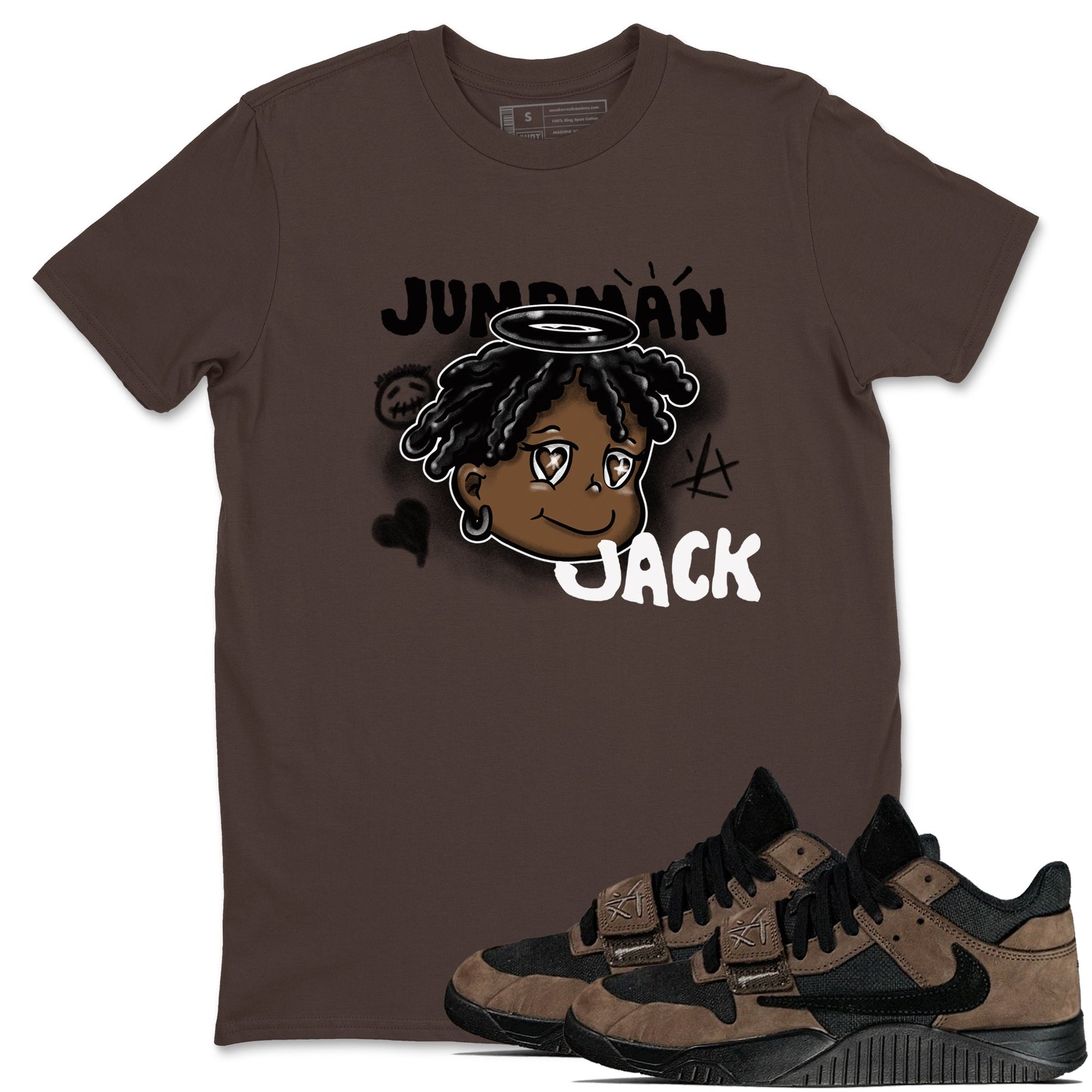 Jordan Jumpman Jack Travis Scott Dark Mocha shirts to match jordans Born Blessed sneaker match tees Jordan Jumpman Jack Travis Scott Dark Mocha match shoes to clothes SNRT Sneaker Tees unisex cotton Dark Chocolate 1 shirts